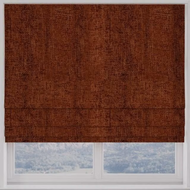 Terrys Hopsack Made to Measure Blackout Roman Blind in Orange and Brown