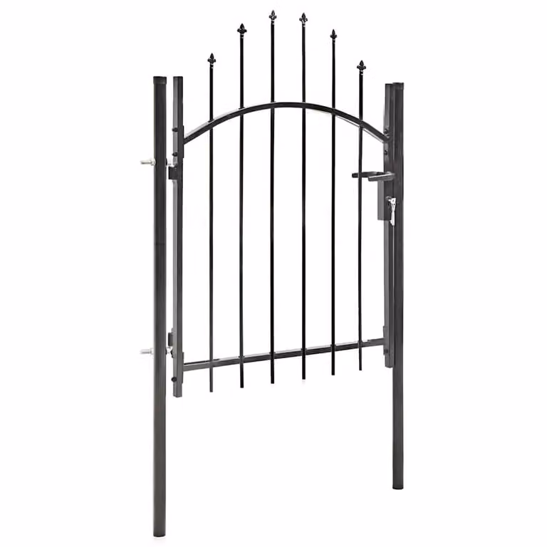 Berkfield Home Elegant Steel Swing Garden Gate, Black, W: 1.5 m, H: 1 m