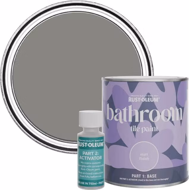 Rust-Oleum Art School Bathroom Tile Paint in Matt Finish, Grey, 750ml