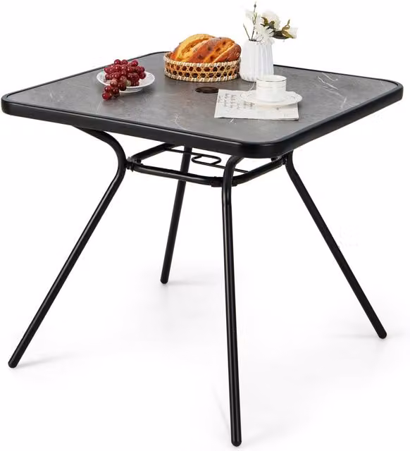 COSTWAY Modern Patio Bistro Dining Table in Grey