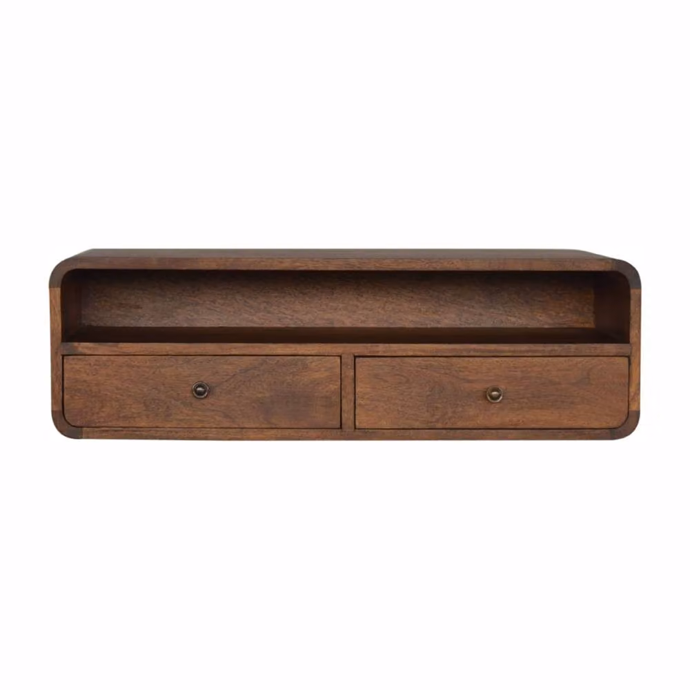 Wyld Haus Peschiera Wall Mounted Mango Wood Console with 2 Drawers in Brown – 2