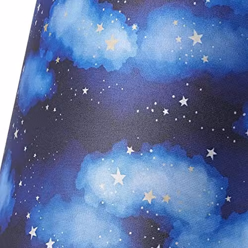 Happy Homewares Modern Round Fabric Childrens Drum Lamp Shade in Navy Blue with Gold Stars and White Clouds, Diameter: 25 cm – 2