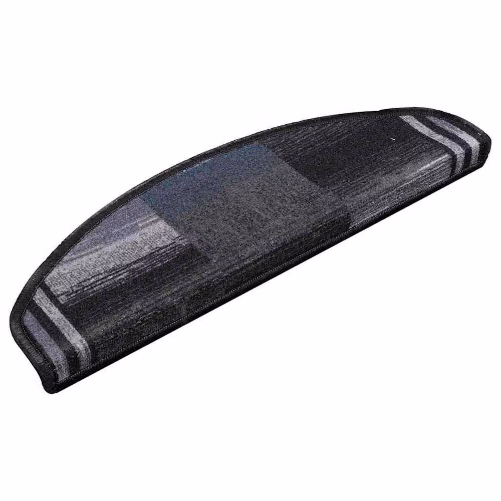 Berkfield Home Self-adhesive Stair Mats, 15 Pieces, Black and Grey, W: 65 cm, D: 21 cm, H: 4 cm – 2