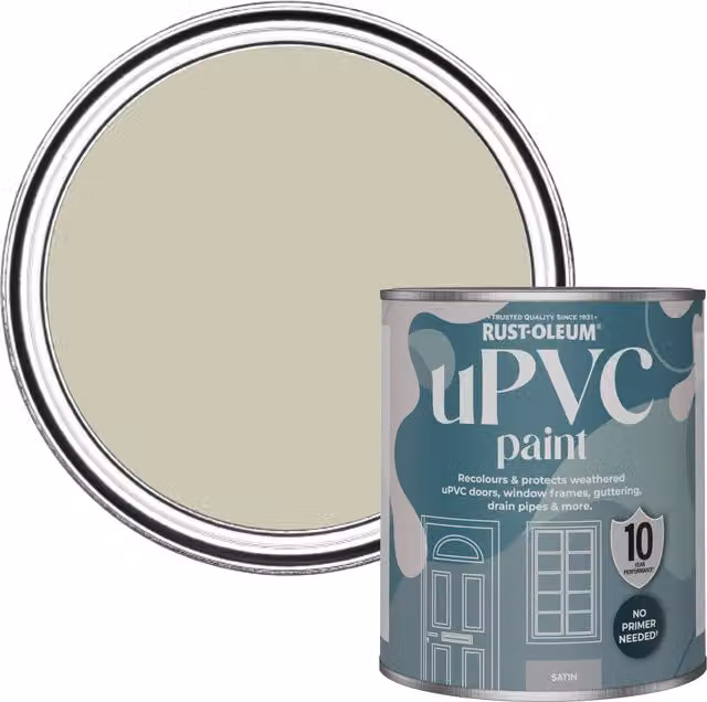 Rust-Oleum UPVC Paint in Satin Finish, Half Light Yellow, 0.75 l