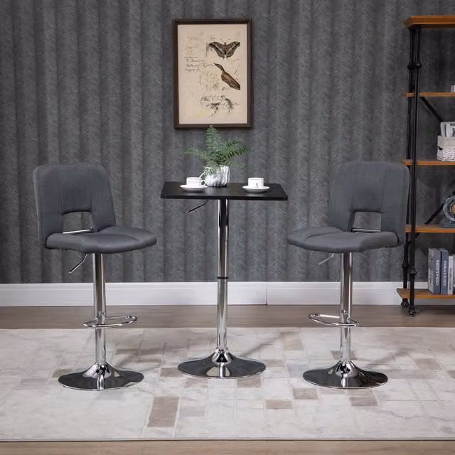 HOMCOM Modern Height Adjustable Counter Bar Table in Black and Silver