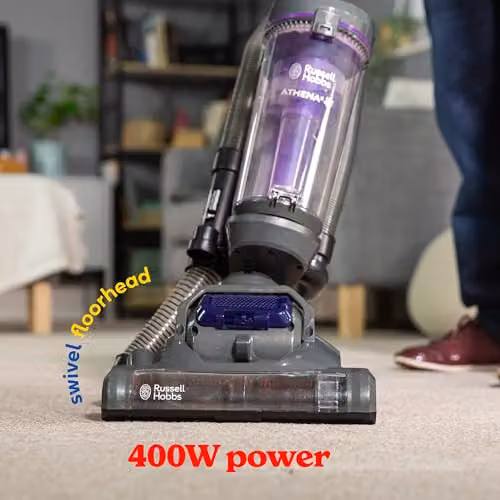 Russell Hobbs Athena2 Pet Upright Vacuum Cleaner in Grey and Blue with 400W Motor, Turbo Brush and Pet Hair Tools RHUV5601 – 4