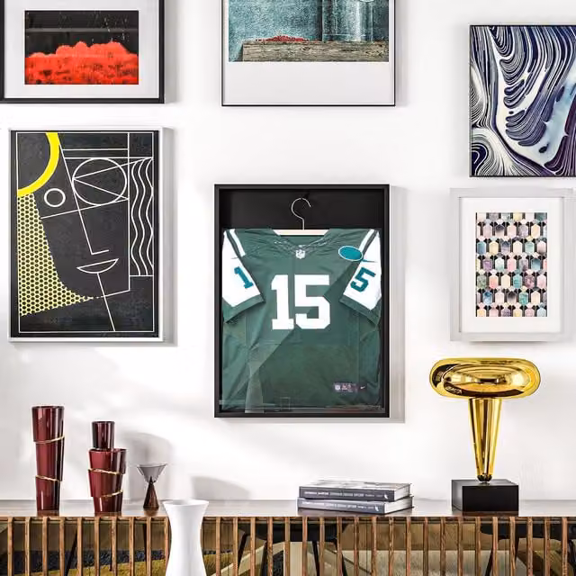 HOMCOM Black Football Shirt Frame Display Case