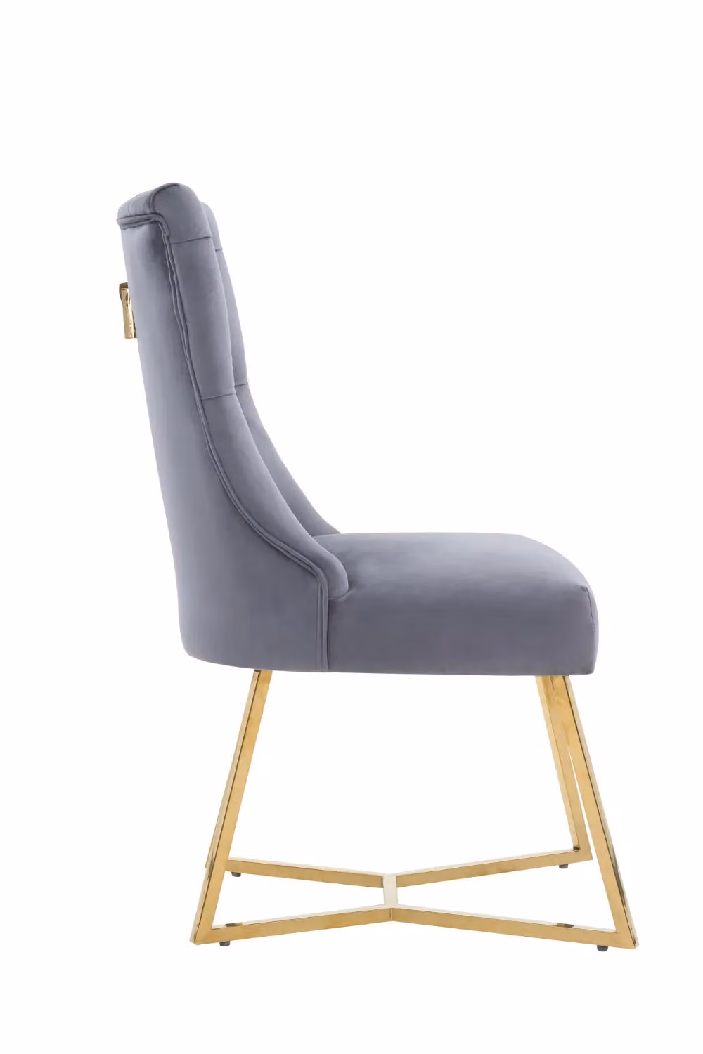 Life Interiors Ambra Set of 2 Modern Velvet Dining Chairs in Grey with Gold Legs – 3