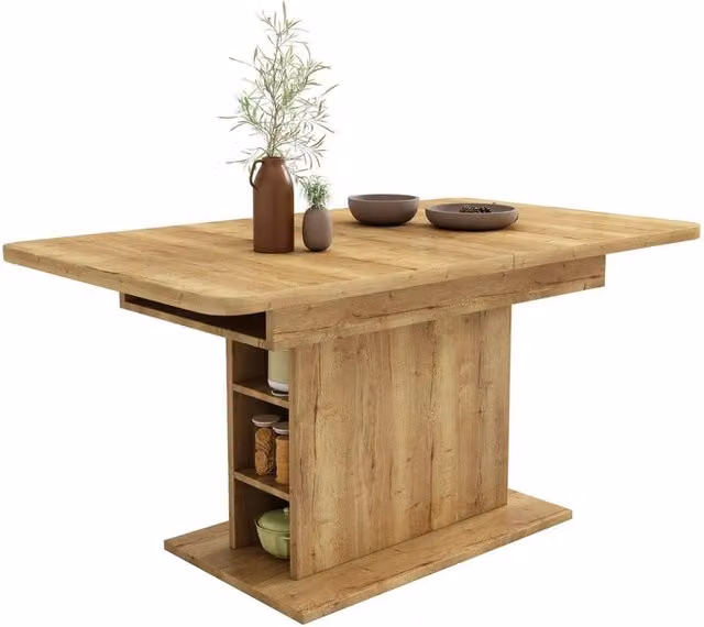 PAWNORA Extendable Rectangular Wood Dining Table in Beige, Sand or Brown – 1