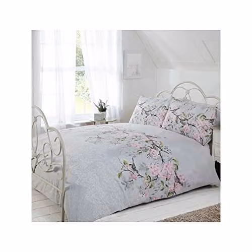 Rapport Home Eloise Floral Polycotton Duvet Cover Set and Pillowcase in Blue, W/D/H: 180 x 200 cm and 50 x 75 cm – 1