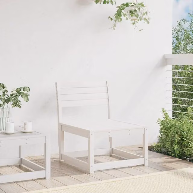 Berkfield Home Garden Sofa in White Solid Pine Wood, W/D/H: 78.0 x 63.5 x 73.0 cm