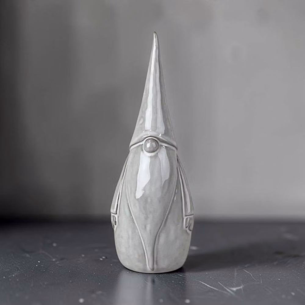 Four Candle Grey Glazed Ceramic Gonk Christmas Ornament with Textured Detail – 2