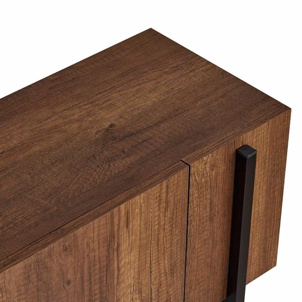 CALICOSY ATLAS TV Stand with 2 Drop-Down Doors and Metal Legs in Walnut, W: 180 cm, D: 45 cm, H: 30 cm – 5