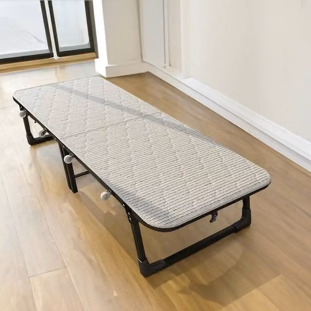 Hinsinc Single Portable Folding Bed Frame in Grey