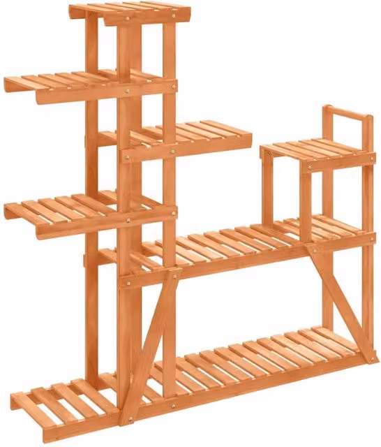 Berkfield Home Retro Solid Wood Fir Flower Stand, Brown, W/D/H: 110 x 25 x 111 cm – 1
