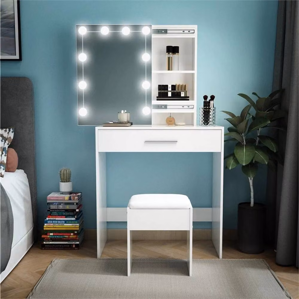 Nordara White Soft Padded Dressing Table Stool – 2