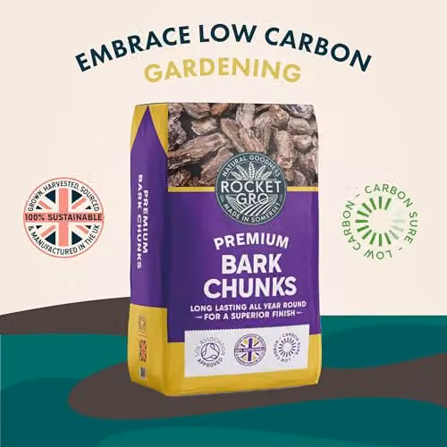 RocketGro Premium Coarse Bark Mulch Chunks, Brown, 50L – 2