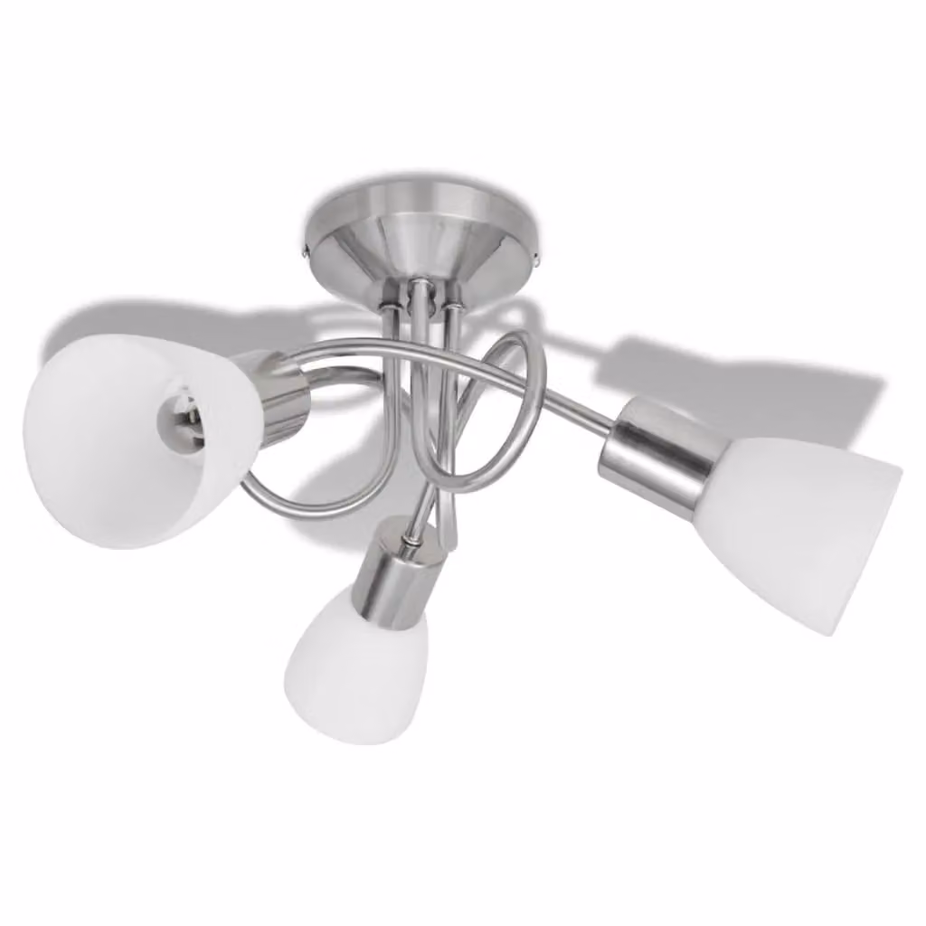 Berkfield Home Modern White Ceiling Lamp with Transparent Glass Shades for 3 x E14 Bulbs – 2