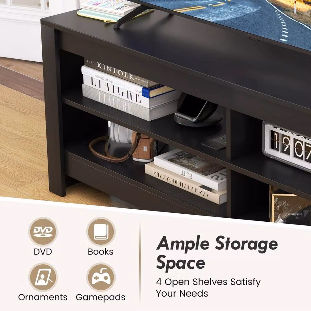VOGREX 3-Tier Corner TV Stand and Entertainment Shelves in Matt Black – 4