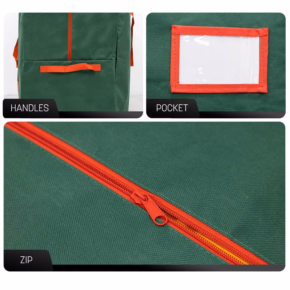 Keplin Heavy Duty 600D Oxford Fabric Christmas Tree and Wrapping Paper Storage Bag in Green, Foldable with Handles – 4