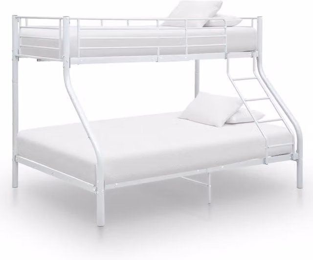 Berkfield Home Modern Metal Bunk Bed Frame in White, W/D/H: 140 x 200 cm
