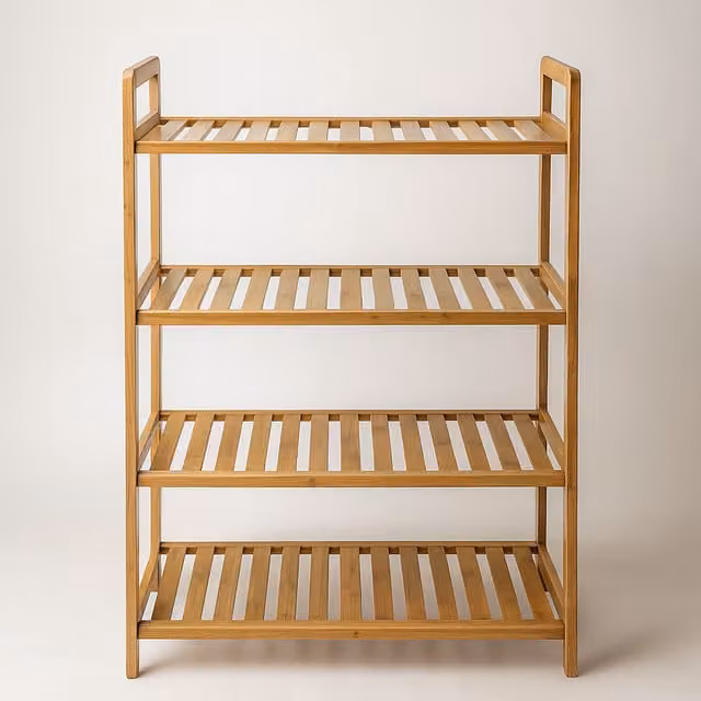 Pirlo Plush 4 Tier Brown Bamboo Shelving Rack