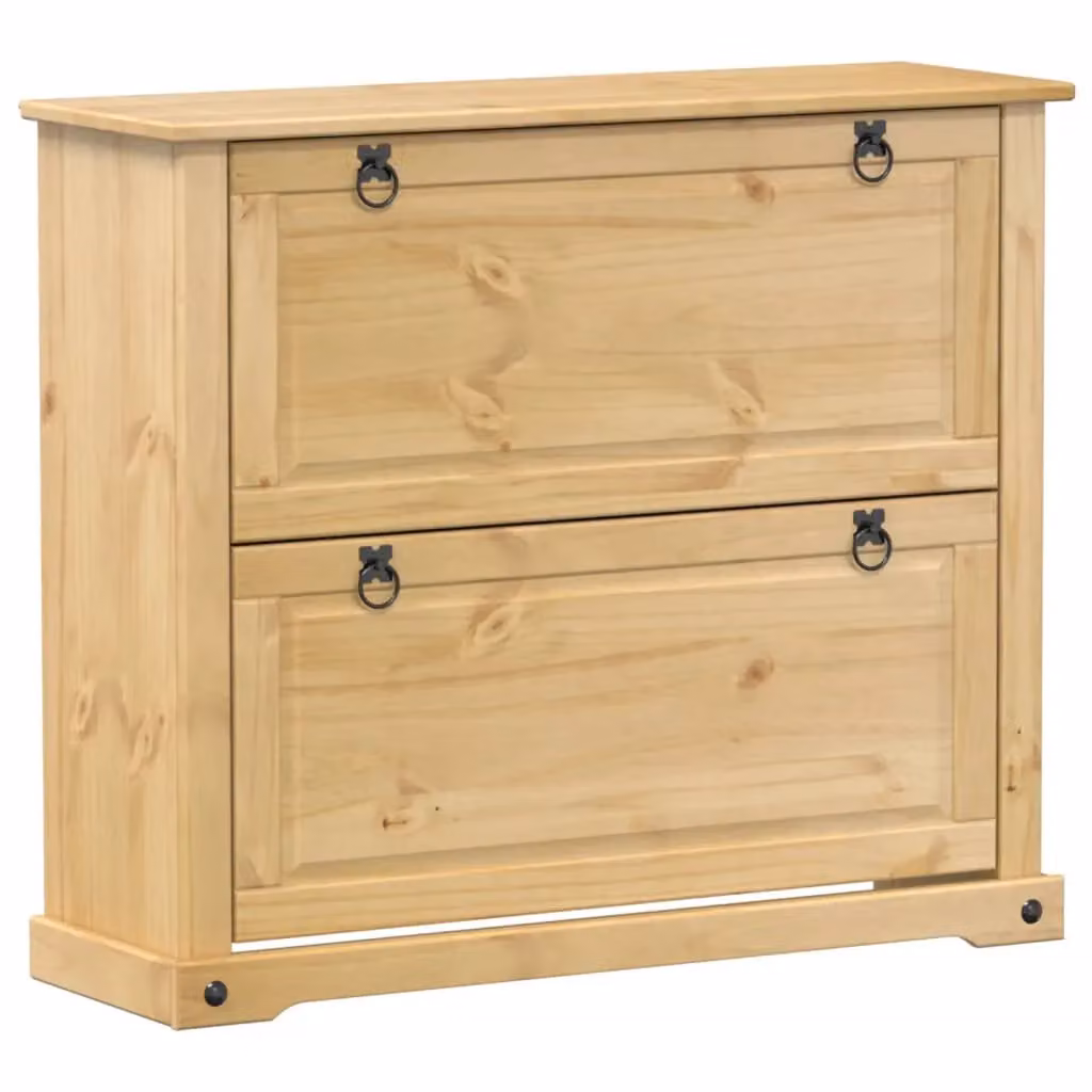 Berkfield Home Corona Shoe Cabinet in Brown Solid Pine Wood, W/D/H: 99 x 32 x 85 cm – 2