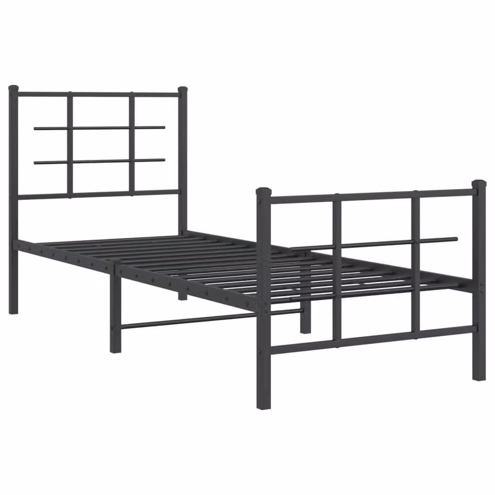 Berkfield Home Metal Bed Frame with Footboard, Black, W: 75 cm x L: 190 cm – 3