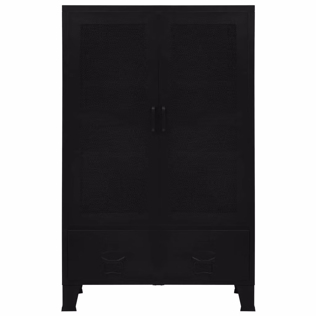 Berkfield Home Office Industrial Cabinet in Black with Glass Doors, W/D/H: 75 x 40 x 120 cm – 3