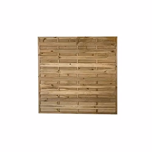 Forest Garden Brown Impregnated Wood Decorative Flat Top Fence Panels, Pack of 3, W/H: 180 x 180 cm
