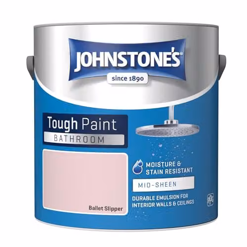 Johnstone's Bathroom Mid Sheen Paint, Ballet Slipper Pink, 2.5L – 4