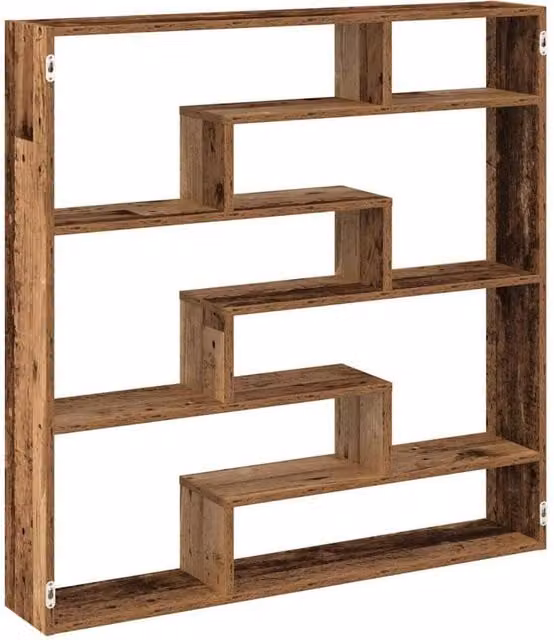 Berkfield Home Wall Mounted 7 Compartment Cube Shelf in Brown Old Wood Finish – 1