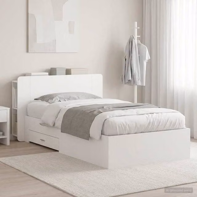 Berkfield Home Modern Bed Frame with Storage Drawers in White, Engineered Wood, W: 80 cm, L: 200 cm