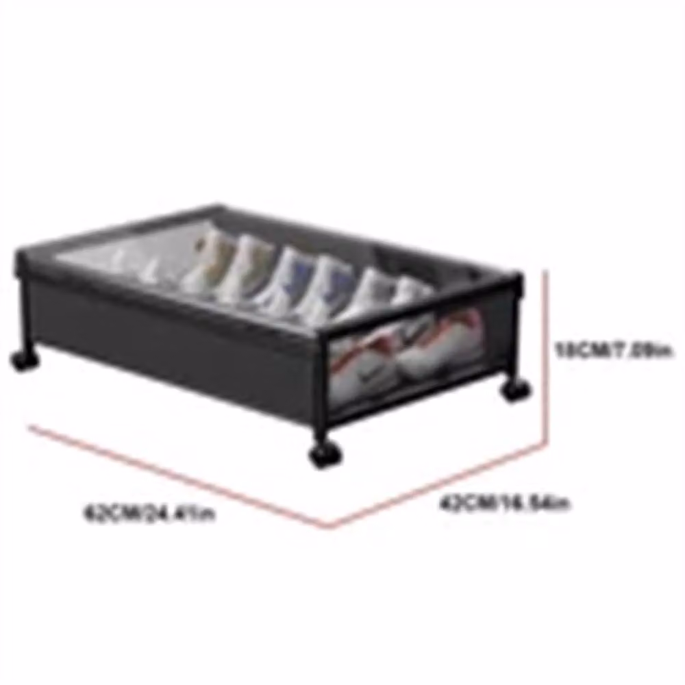 Nordara 2x Black Fabric Underbed Rolling Storage Containers, W: 90 cm – 2