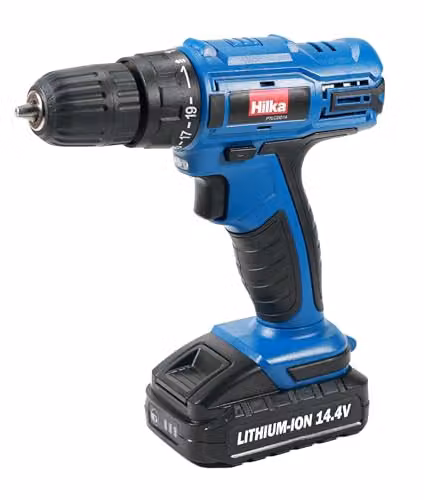 Hilka Tools PTLCDD14 Li-Ion Cordless Drill Driver, 14.4 V, Black/Blue