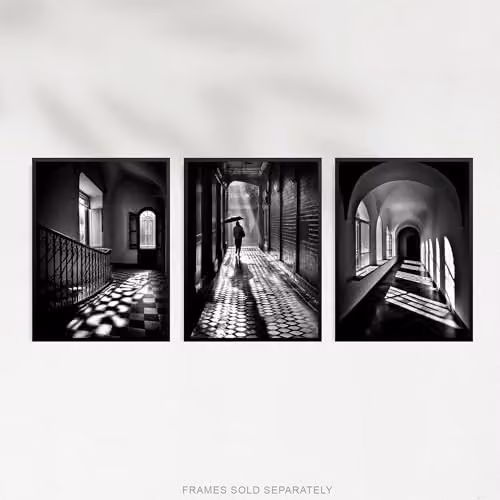 Artery8 Set of 3 A4 Black and White Geometric Pattern Abstract Photograph Paper Poster Prints – 4