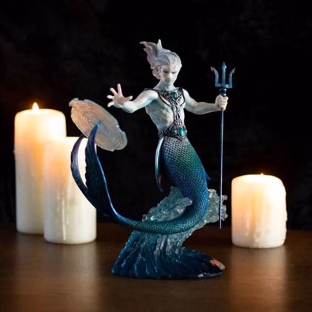 Uniqueful Water Elemental Wizard Figurine by Anne Stokes in Blue