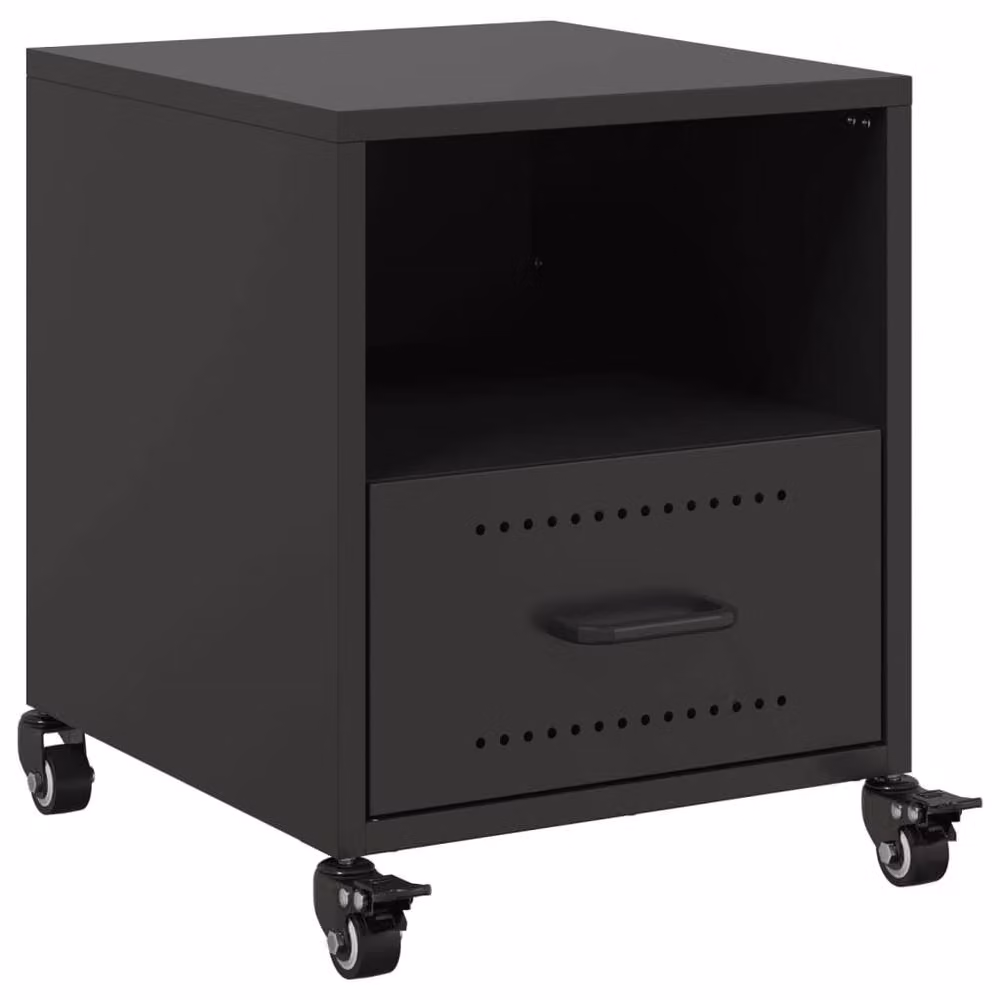 Berkfield Home Stylish Black Metal Bedside Cabinet W/D/H: 36 x 39 x 43.5 cm – 3