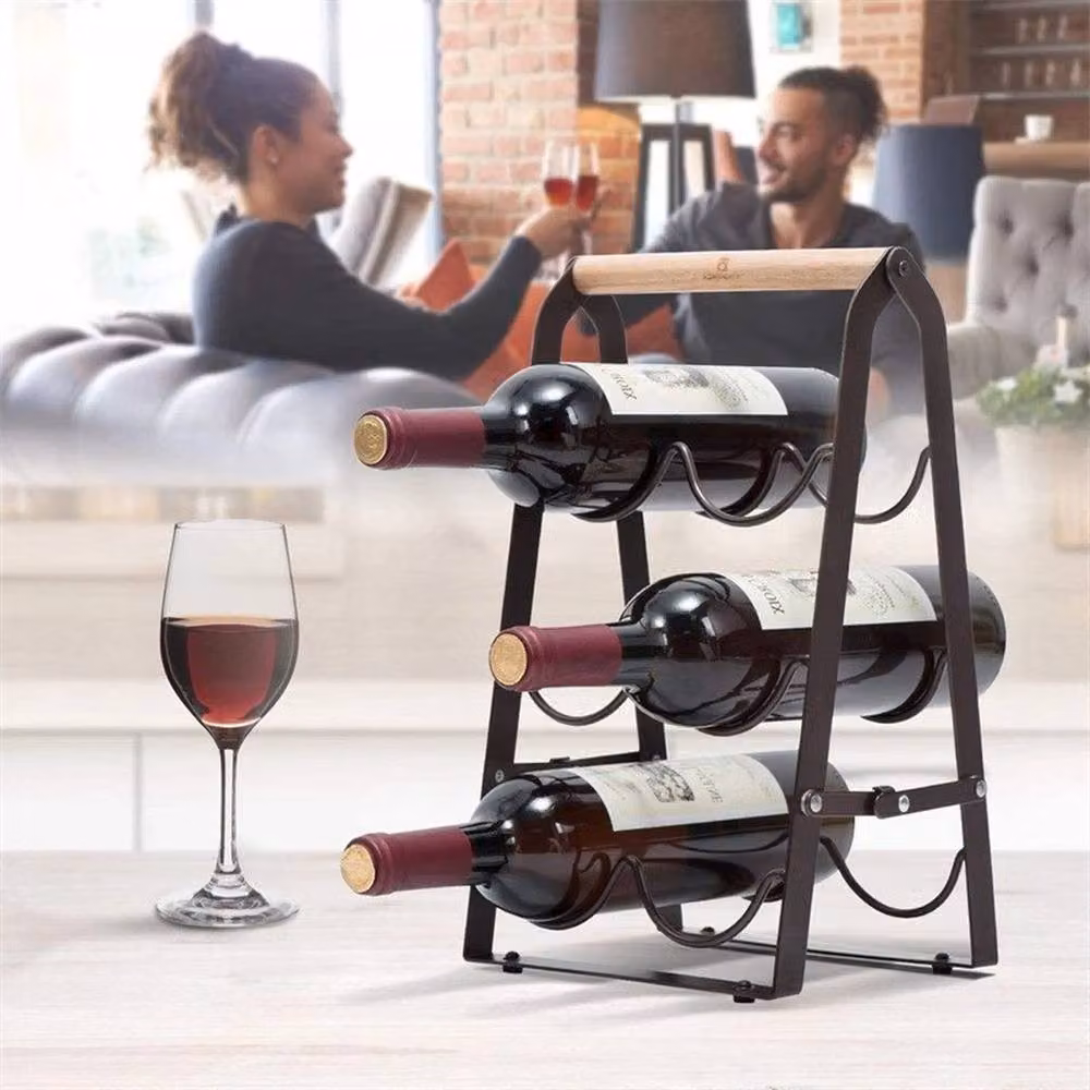 FLAVORA 3 Tier Foldable 6 Bottle Free Standing Wine Rack in Matt Black – 4
