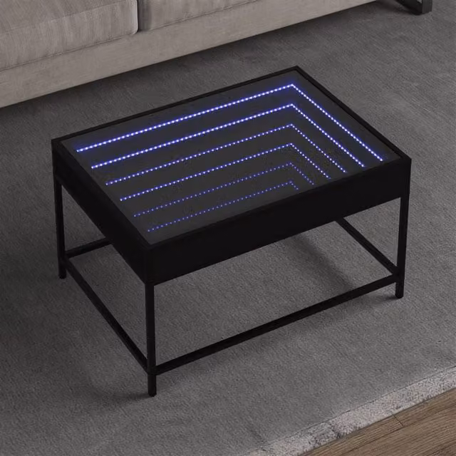 Berkfield Home Infinity LED Coffee Table in Black, W: 70 cm, D: 50 cm, H: 41 cm – 1