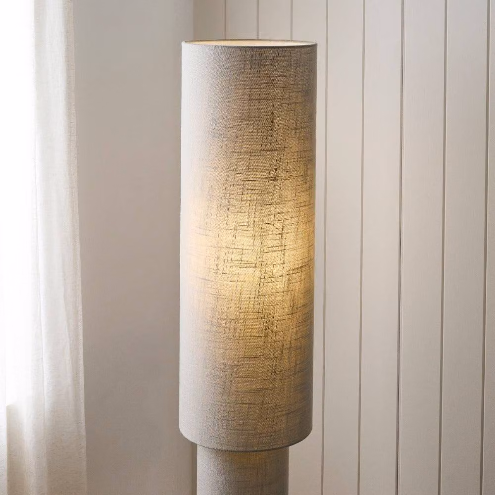 Pagazzi Design Buxton Grey Column Floor Lamp with Fabric Shade – 2