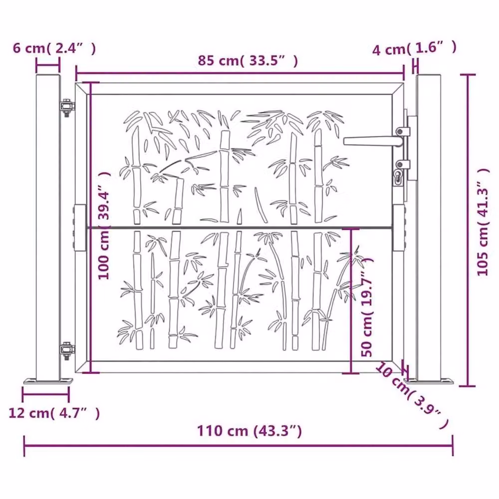 NESTLUNE Anthracite and Black Steel Garden Gate, W: 100 cm, D: 15 cm, H: 100 cm – 2