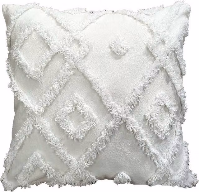 Velosso Diamond Tuft Filled Square Cushion in White, W/D/H: 43 x 43 x 43 cm