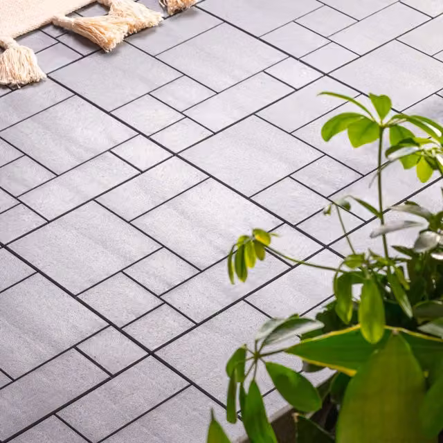 Nicoman Pack of 10 Cosmopolitan Interlocking Mosaic Decking Tiles, Grey, 30 x 30 cm – 6