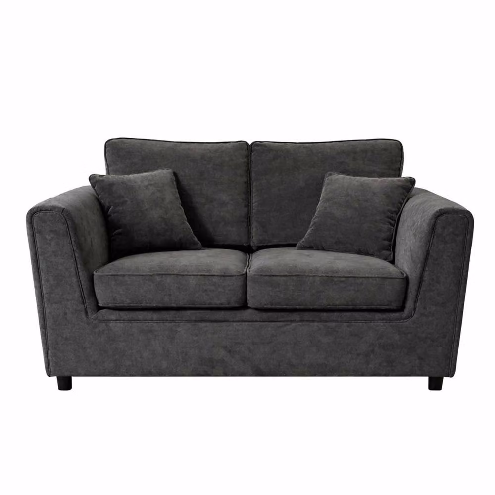 Furnishings For Less UK Ascot 2 Seater Sofa in Charcoal Chenille Fabric with Scatter Cushions – 2