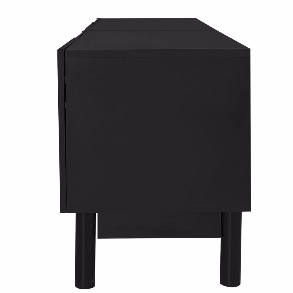 Matteo Modern Black TV Cabinet with Curved Doors and Wood Legs – 4