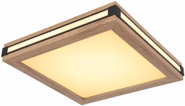 Netlighting Carla Round Flush Ceiling Light, White and Brown, Diameter: 30 cm, Warm White LED
