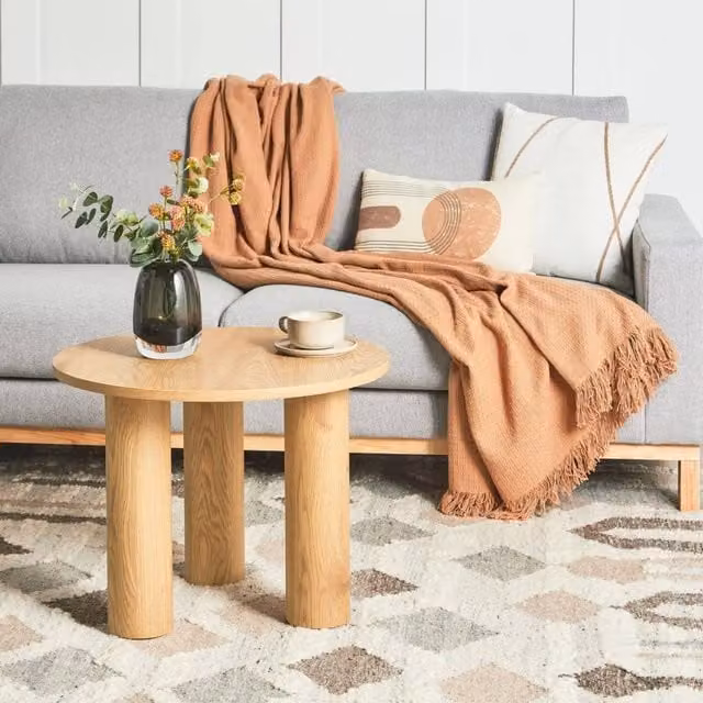 Wyld and Coco Retro Round Coffee Table, Brown, Diameter: 60 cm – 1