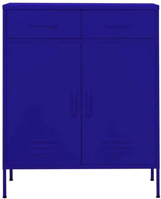 Berkfield Home Blue Metal Storage Cabinet with Doors and Drawers W/D/H: 80 x 35 x 101.5 cm