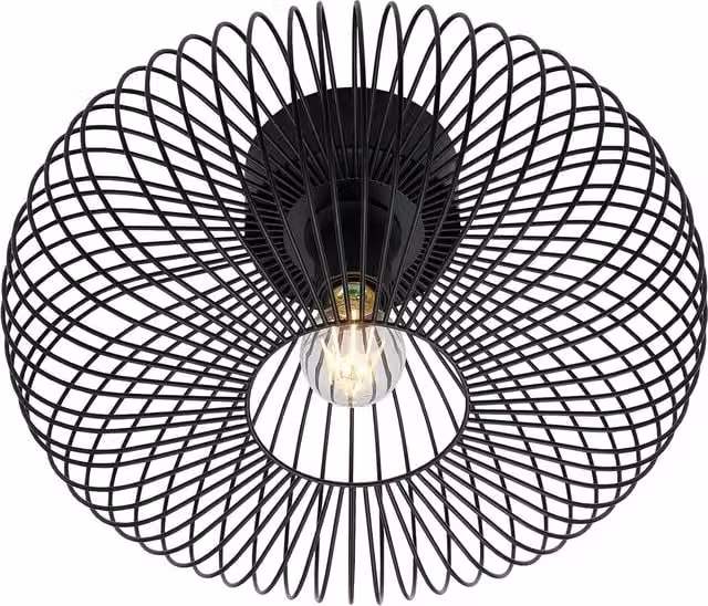 Nordlux Beroni Black Metal Round Ceiling Light for Hallways, E27, Diameter: 40 cm